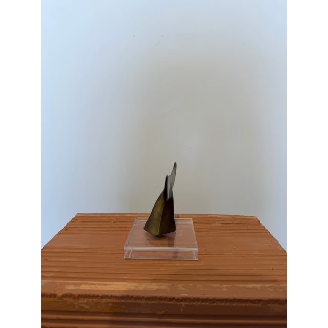 Brazilian Modernist Bronze Whale Fluke Sculpture on Acrylic Base, 1970s For Sale - Image 6 of 13