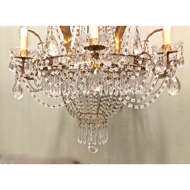 Metal Mid-20th C. Italian Baltic Beaded Chandelier With Multiple Swags & Pendants For Sale - Image 7 of 7