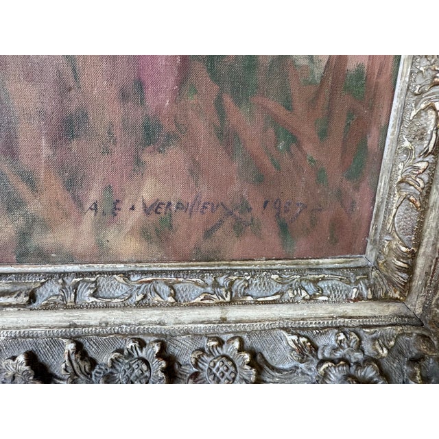 Wood 1937 Emilie Antoine Verpilleux (Belgian / British, 1888–1964) Oil Portrait on Cate Gilt Frame/ Sold For Sale - Image 7 of 12