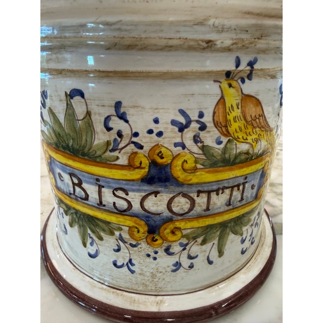Beautiful Italian Majolica , hand painted lidded ,canister jar, Beautiful display for the kitchen or a pantry to be used...
