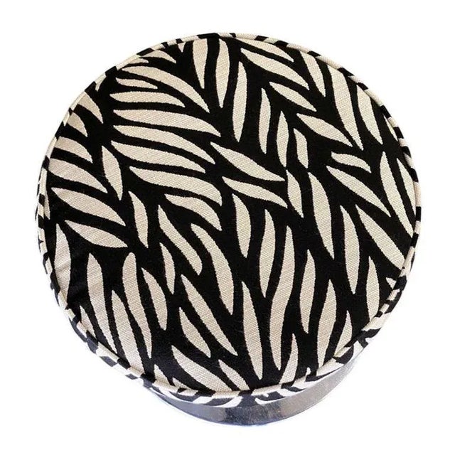 1960s "Tulip" Style Chrome Stool Attributed to Eero Saarinen With Nairobi Upholstery Seat For Sale - Image 4 of 5