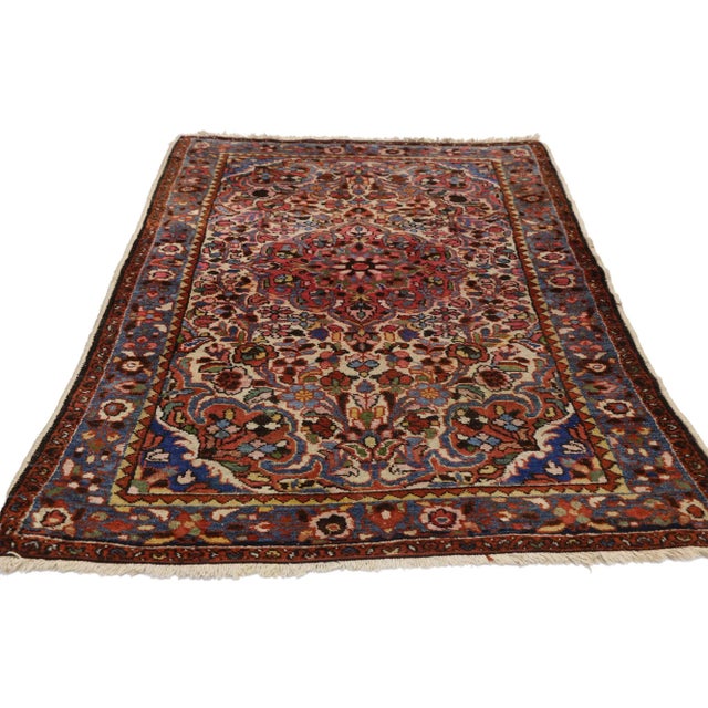Vintage Persian Hamadan Accent Rug, 03’04 X 04’10 For Sale - Image 4 of 7