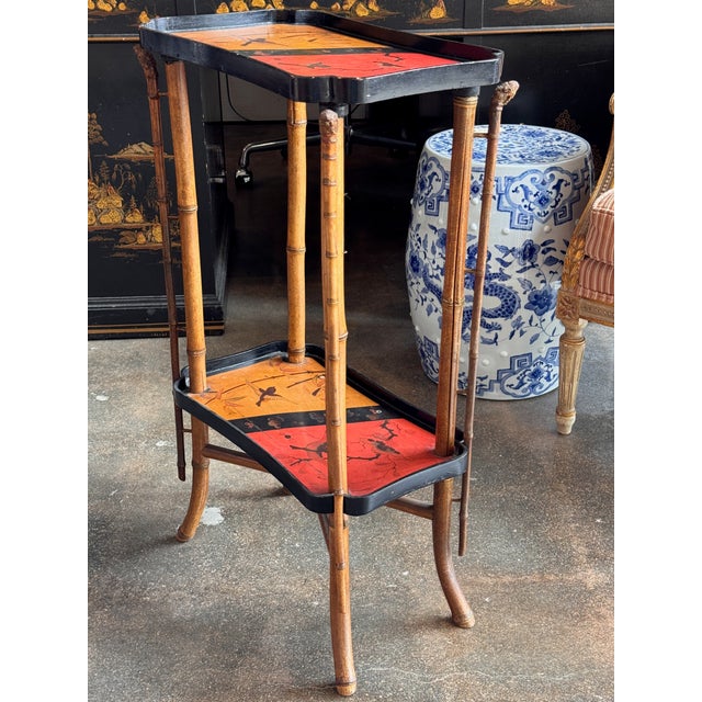 19th Century English Bamboo and Lacquer Side Table For Sale - Image 4 of 8