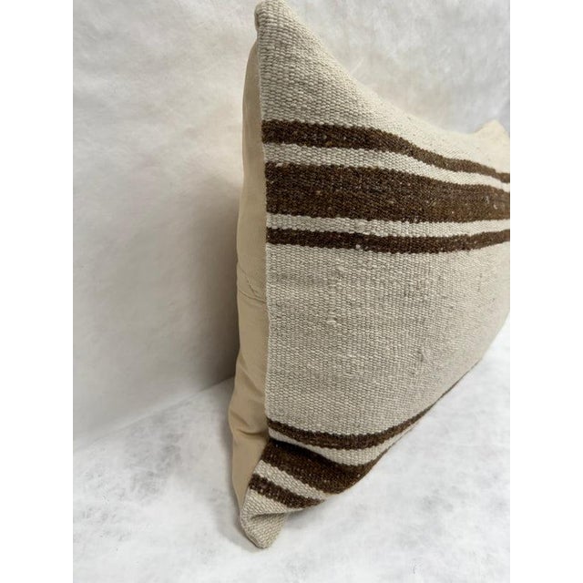 Turkish Hemp Pillow Cushion Natural Beige Brown Pillow Cushion Cover 16" x 24" For Sale - Image 4 of 4