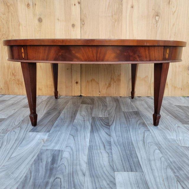 Vintage Style Hekman Copley Place Inlaid Flame Mahogany Oval