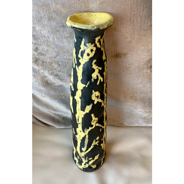 Mid-Century Modern Livia Gorka Tall Black and Yellow Vase, Signed For Sale - Image 13 of 13