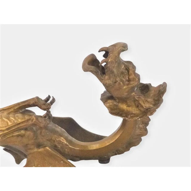 Metal 2 -Light Gilded Bronze Dragon Wall Light For Sale - Image 7 of 10