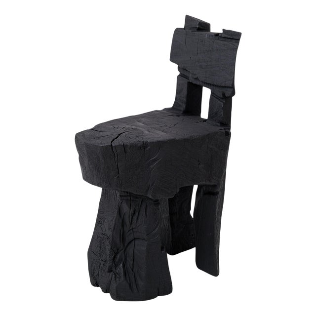 Brutalist Sculptural Stool in Oak by Logniture For Sale