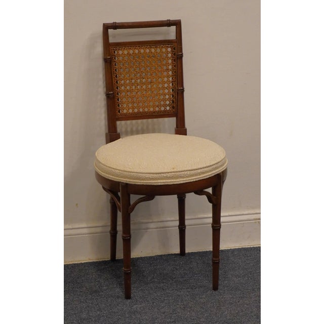 HICKORY FURNITURE Asian Inspired Faux Bamboo Cane Back Side Chair w. Round Seat 34" High 18.5" Wide 19.25" Deep Seat: 19"...