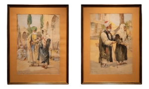 Pair of Signed Orientalist Watercolours by Carl Werner, 19th Century, Set of 2