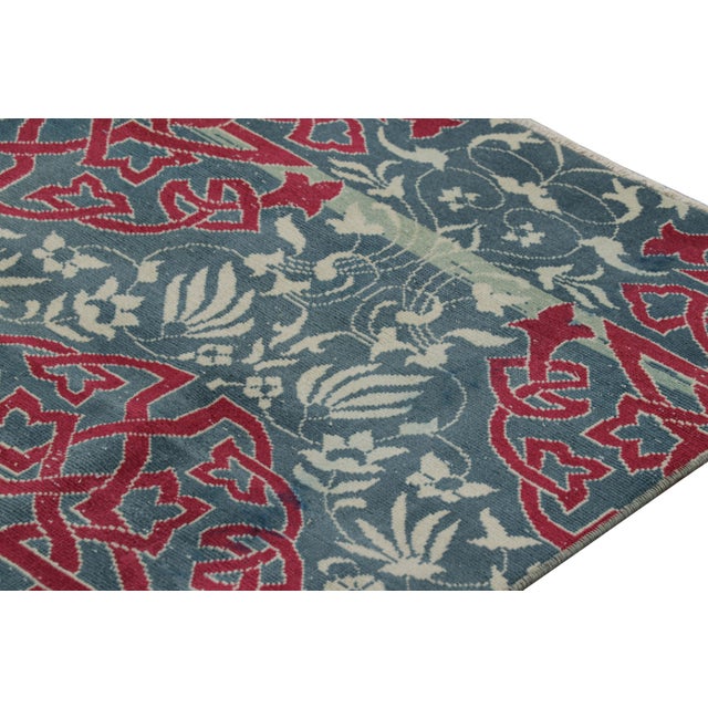Vintage Hereke Runner Rug in Teal Blue With Arabesque Medallions | Rug & Kilim For Sale In New York - Image 6 of 7