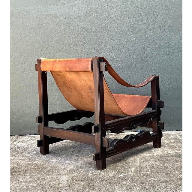 Vintage MCM Leather Sling Lounge Chair For Sale In West Palm - Image 6 of 12