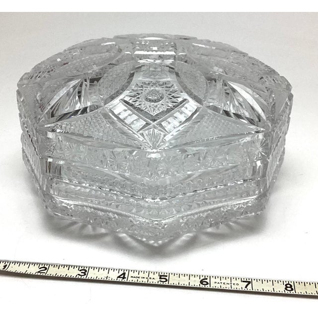 Vintage Large Eight Sided Cut Glass Dresser Box 8” in Diameter For Sale - Image 4 of 7