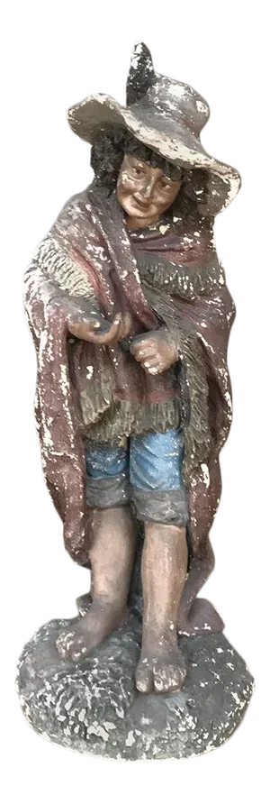 Antique Terra Cotta Chalk-Painted Statue ~ Art Nouveau Period