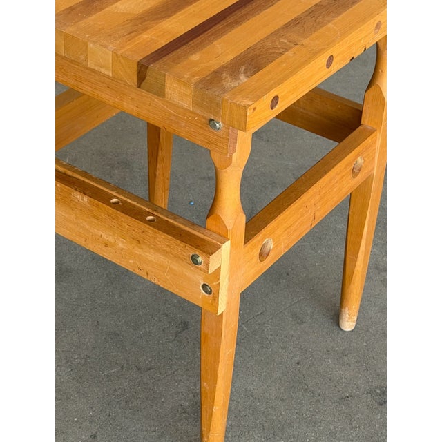 Wood Vintage Butcher Block Top Side Table For Sale - Image 7 of 13