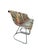 Four vintage chromed metal chairs with geometric pattern fabric upholstery with geometric pattern fabric upholstery...