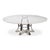 Art Deco Transitional Round Dining Table, Large - White Oak With Hammered Iron Base For Sale - Image 3 of 11