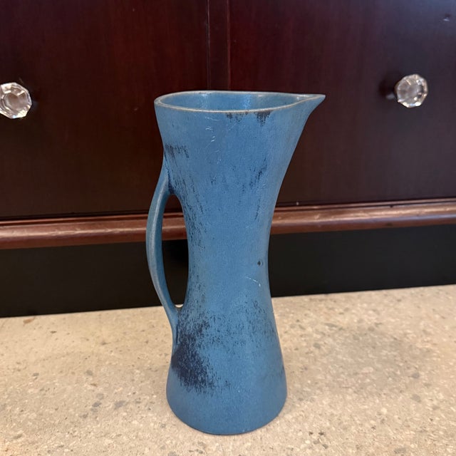 Mid 20th Century Mid-Century Modern Blue Ceramic Pitcher Vase by Weston Neil Andersen for Andersen Design For Sale In New York - Image 6 of 10