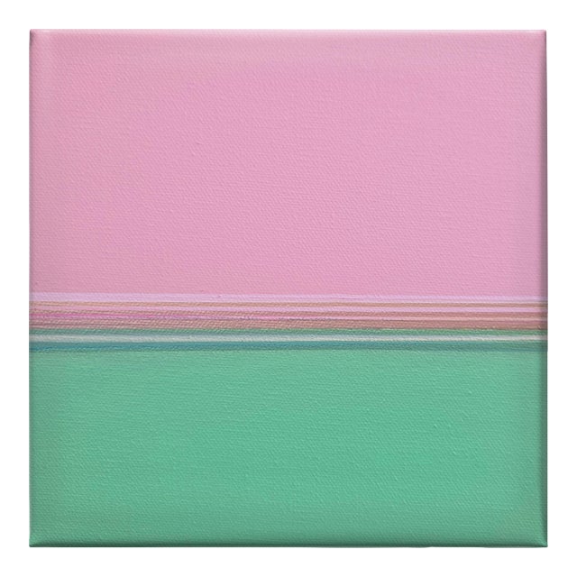 Pink & Mint Green Abstract Acrylic Painting For Sale
