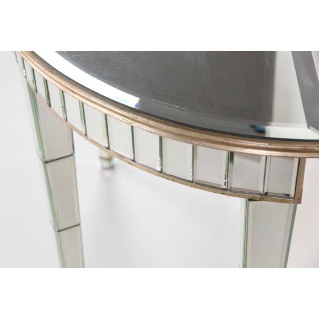 1930s French Serge Roche Style Hollywood Regency or Art Deco Mirrored Demilune Console Table For Sale - Image 14 of 14