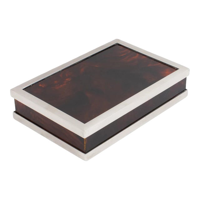 Maison Mercier Paris, Tortoiseshell Lucite and Chrome Box, 1970s For Sale