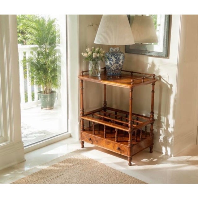 Vintage Burl Wood Canterbury and Etageres Side Table For Sale - Image 9 of 12