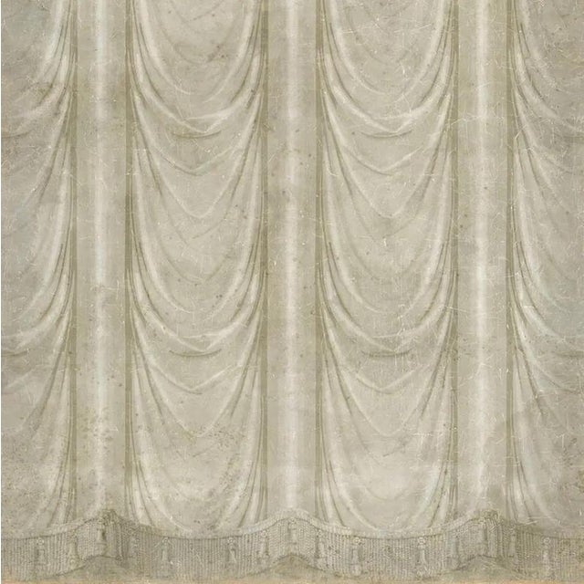 Vintage Style Grey Draped Decorative Panoramic Wallpaper in Paper For Sale - Image 4 of 6
