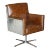 Hand Dyed Brown Leather Aviator Hammered Metal Swivel Captains Armchair For Sale