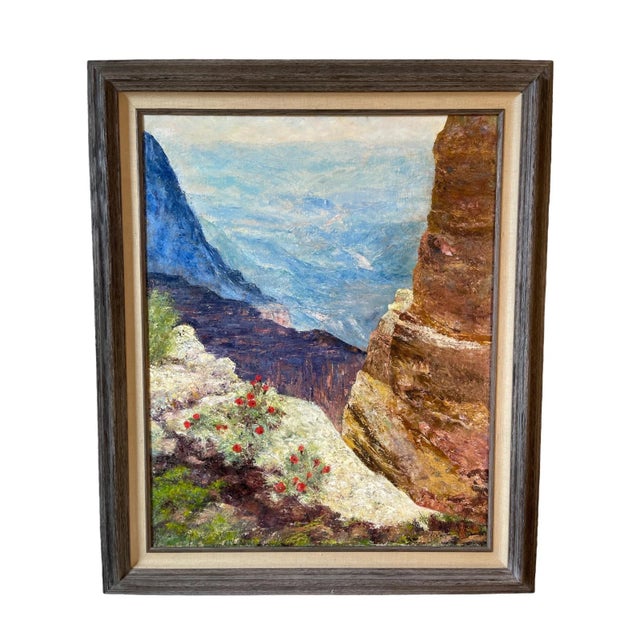 Mid 20th Century Canyon Landscape Oil Painting, Framed For Sale - Image 10 of 10