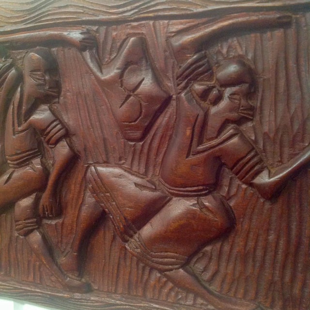 Folk Art 1950s Mid-Century Haitian Rosewood Panel For Sale - Image 3 of 4