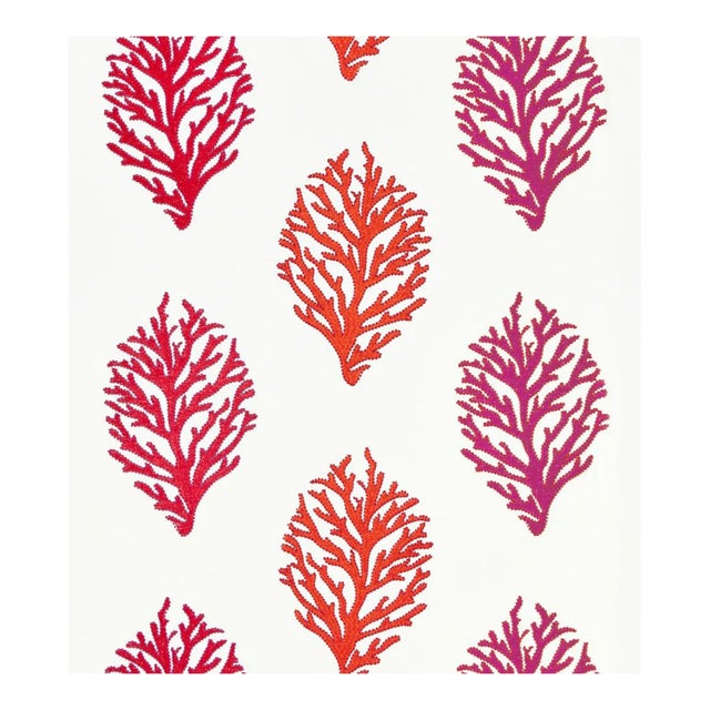 Sample - The House of Scalamandré Coral Reef Embroidery Fabric, Passion Fruit For Sale