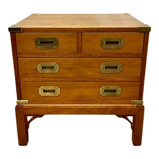 Vintage Campaign Style Rustic Pine Accent Chest / Nightstand For Sale