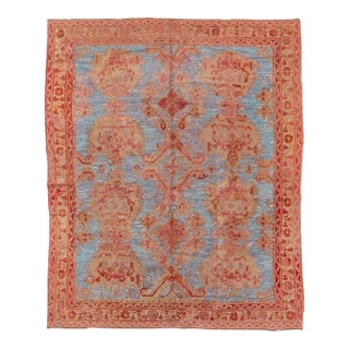 Sky Blue Oushak rug no.10670 For Sale