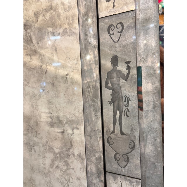 2020s Venetian Mythological Hand-Carving Baccus Figures in Antiqued Mirror For Sale - Image 5 of 18