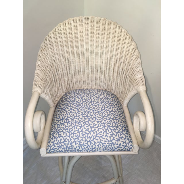 20th Century Shabby Chic White Wicker Bar Stools a Pair Chairish