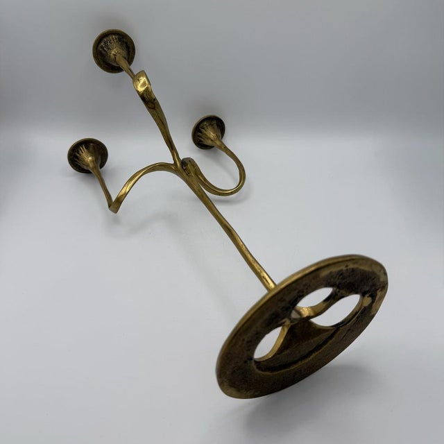 Large Three-Light Candlestick in Brass by Kurt Jesch for Fratelli Tonini, Italy, 1960s For Sale - Image 13 of 16