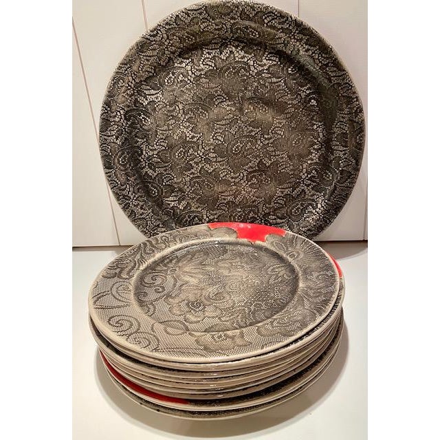 2019 South African Handmade Black and Tan Dinner Plates and Large Platter From WonkiWare - 13 Pieces For Sale - Image 11 of 11