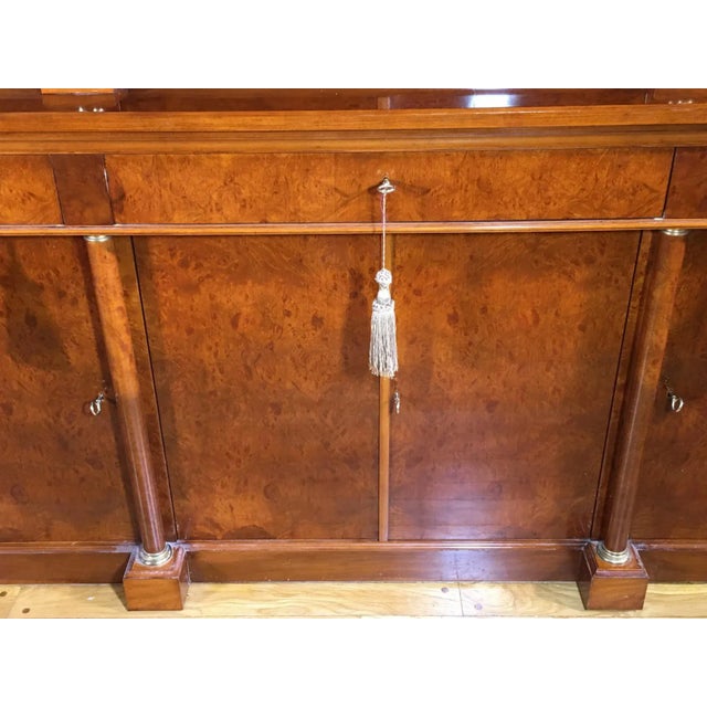 Mid 20th Century French Empire Style Custom Breakfront With Classical Brass Mounted Ormolu Column For Sale - Image 4 of 12