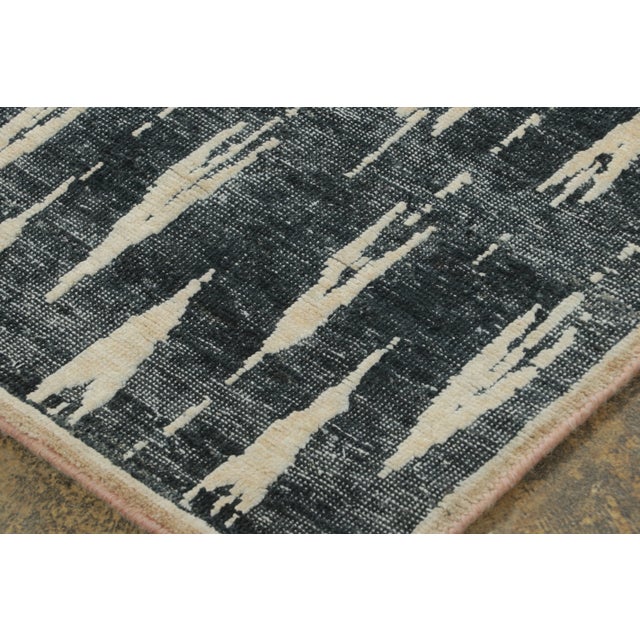 2020s Contemporary Block Print Geometric Natural Silk Runner by Rug & Kilim, India For Sale - Image 5 of 8