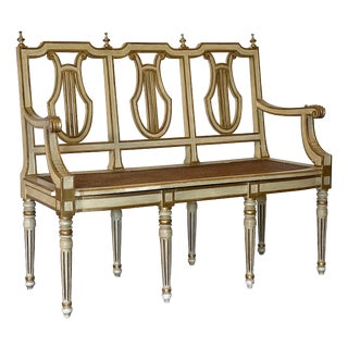Bench in Lacquered Wood and Vienna Straw, 1960s For Sale