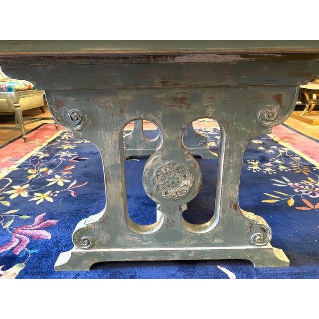 1900s Antique Dining Trestle Table and 6 Chairs - Set of 7 For Sale - Image 10 of 13