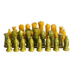 Chess Set Ceramic Vintage Figurines