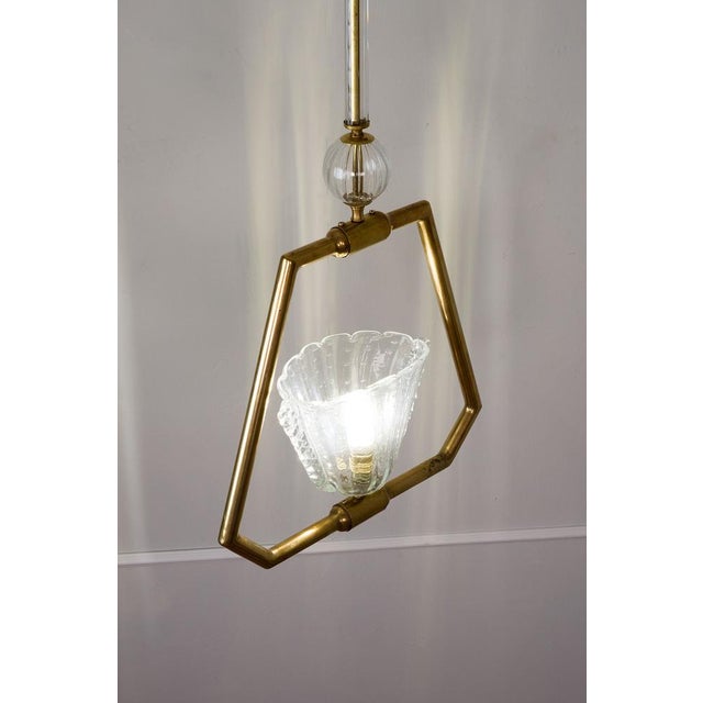 Metal Vintage Murano Glass Pendant with Brass Frame, 1930s For Sale - Image 7 of 11