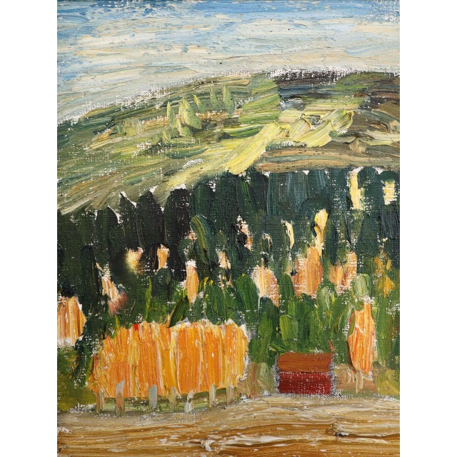 Green 1971 Modernist 'The Hills Beyond' Vintage Original Swedish Expressive Landscape Oil Painting, Framed For Sale - Image 8 of 13