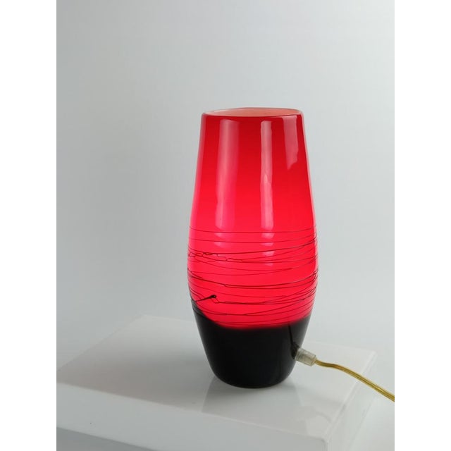 Black Opal Glass Table Lamp, 1990s For Sale - Image 8 of 14