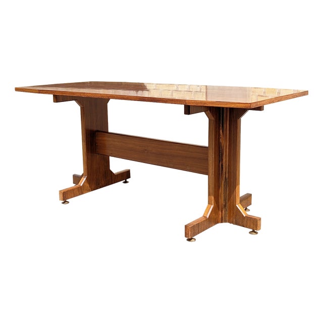 Italian Fratino Dining Table in Wood and Brass, 1950s For Sale