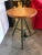 Brown Vintage Industrial Wood and Steel Hydraulic Round Table For Sale - Image 8 of 9