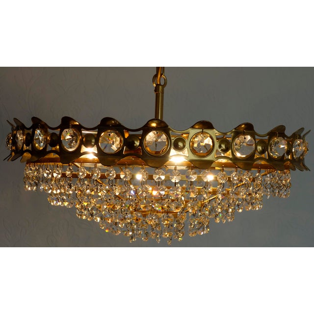 Brass-Lead Crystal Chandelier by Joska Bodenmais, 1970s For Sale - Image 10 of 12
