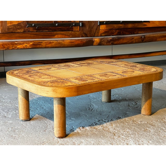 Wood Coffee Table with Animal Decoration by Roger Capron, 1960s For Sale - Image 7 of 7