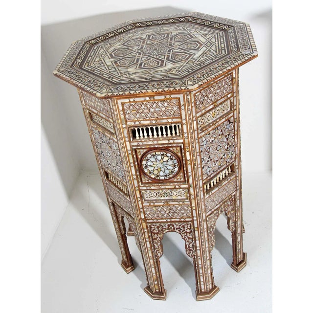 Beige Pair of Large Antique Ottoman Moorish Abalone, Mother-of-Pearl and Bone Inlaid Pedestals, Circa 1880 For Sale - Image 8 of 13